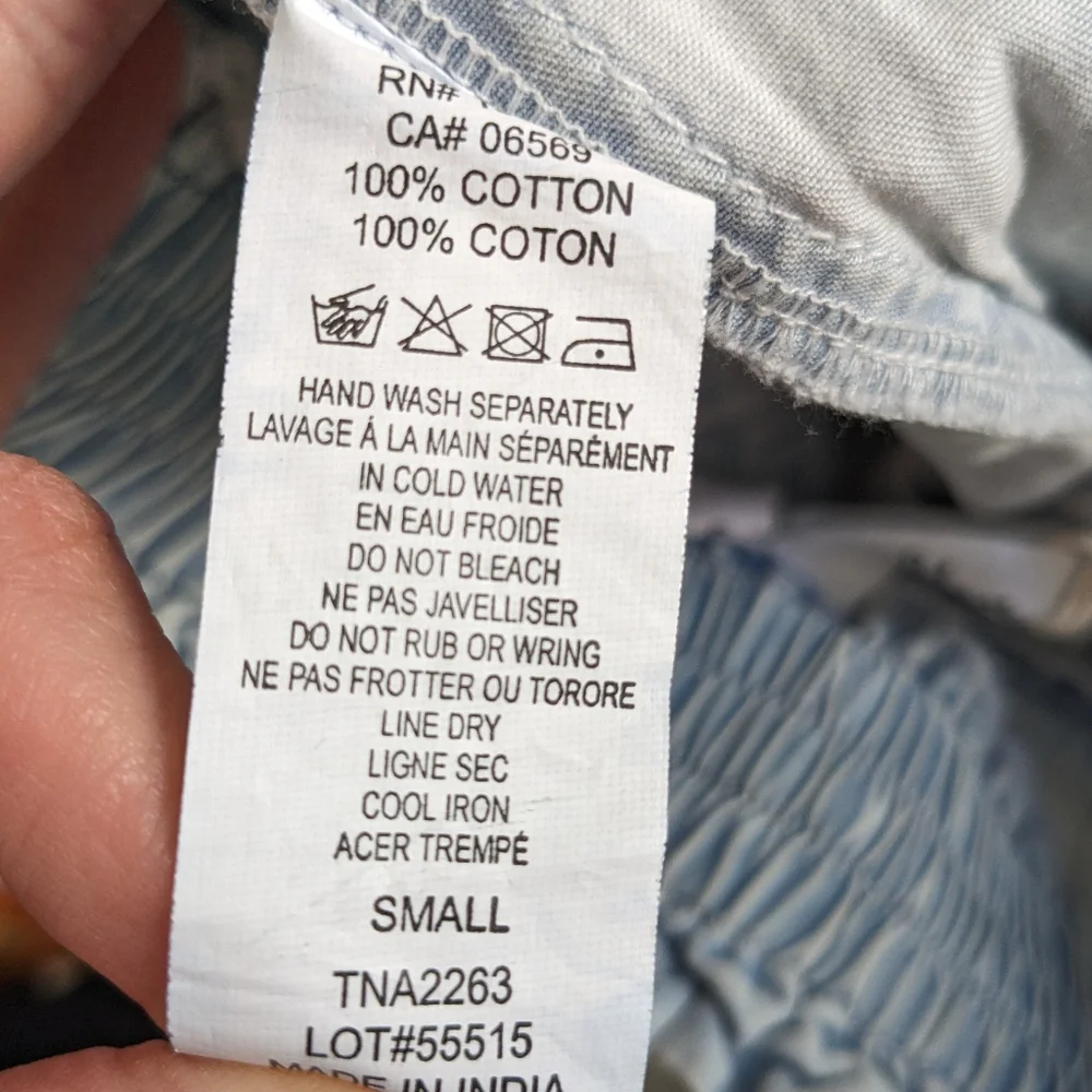 Elan NWT Cotton Chambray Light Blue Joggers Crop Pants Smock Waist Size Small - Picture 8 of 8